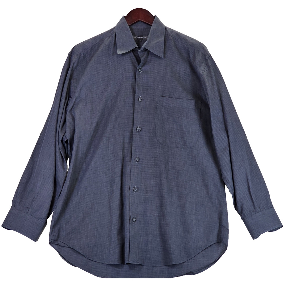 Hart Schaffner Marx Men's Shirt Made In Italy 100% Cotton Grey Black Size Medium